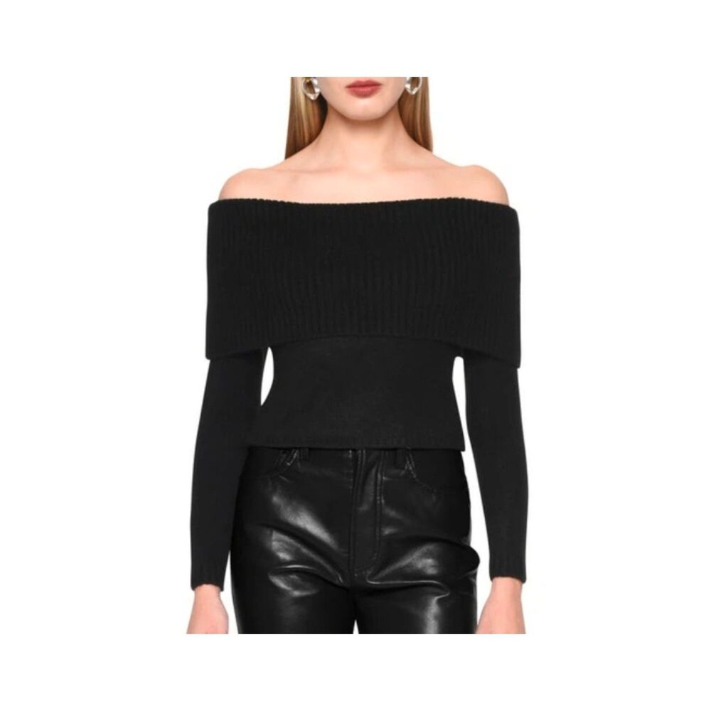 WAYF Black Georgie Off The Shoulder Sweater Size Large NWT